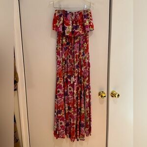 Strapless floral dress with slit, size S